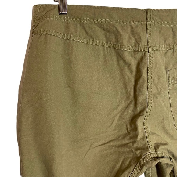 MEC Olive Cropped Organic Cotton Pants Ripstop Woven Pockets Drawstring Large L - Picture 9 of 16